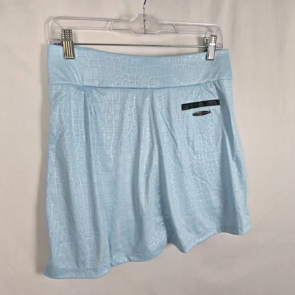 Jamie Sadock Skort Women's 2 Blue Textured Zip Pockets Pull On Golf Sports NWT